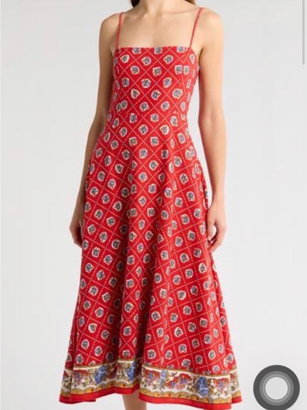 WAYF Josefina Dress in Red Scarf Print